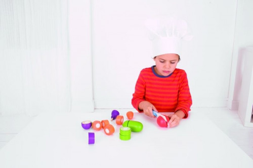 Детски дървен готварски комплект Зеленчуци за рязане Bigjigs