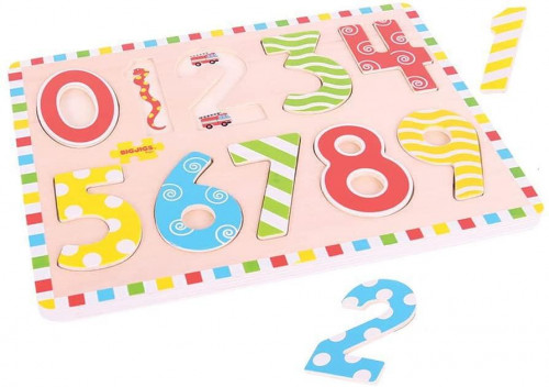 Детски дървен пъзел с числа от 0 до 9 Bigjigs