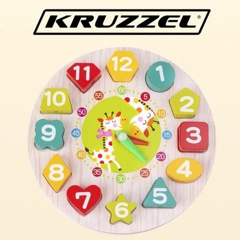 Образователна детска играчка Дървен часовник