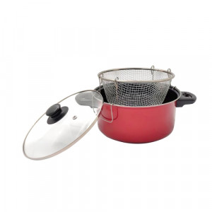 Индукционна тенджера EK-P13 с мраморно покритие, капак и кошница