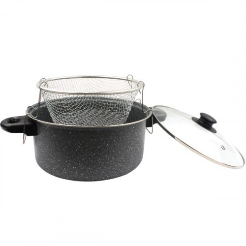 Индукционна тенджера EK-P13 с мраморно покритие, капак и кошница