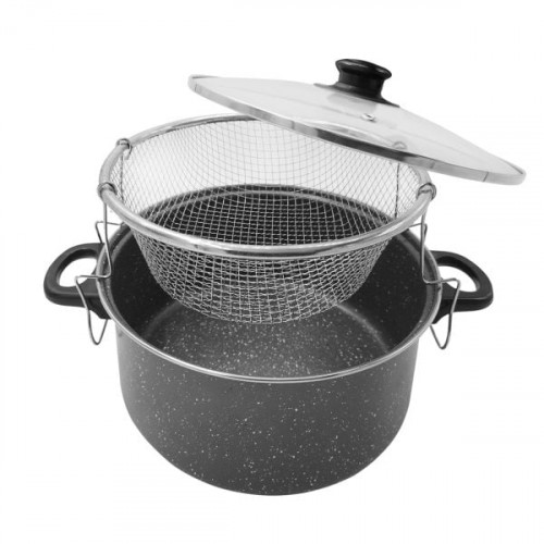 Индукционна тенджера EK-P13 с мраморно покритие, капак и кошница