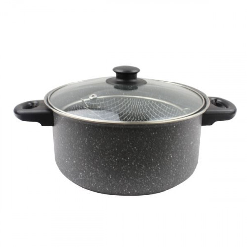 Индукционна тенджера EK-P13 с мраморно покритие, капак и кошница