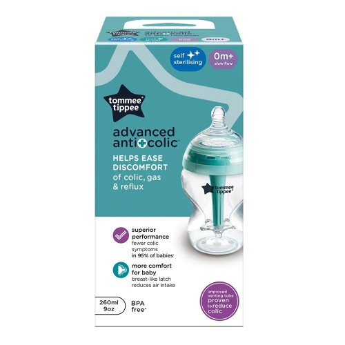 Самостерилизиращо шише Tommee Tippee Advanced Anti-Colic+ 260 мл