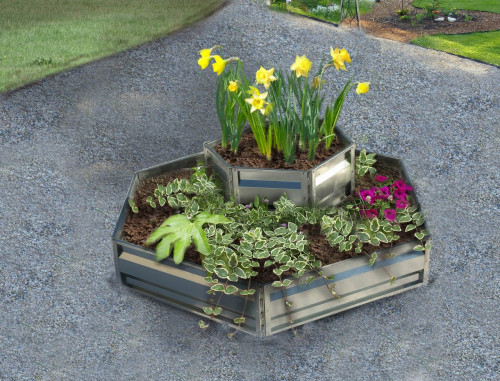 Цветарник Primaterra Hexagonal 3 - Сив Металик