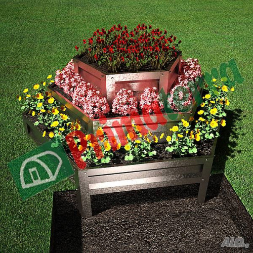 Цветарник Primaterra Hexagonal 3 - Сив Металик