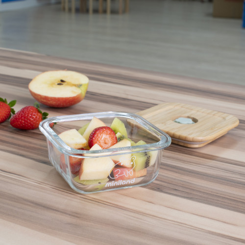 Eco стъклени контейнери Miniland 2×210 мл – птичка