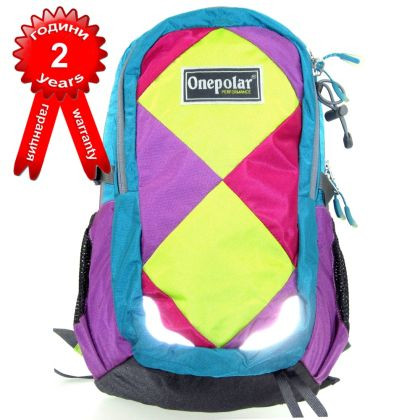 Градска раница ONE POLAR в зелено с лилаво и розово