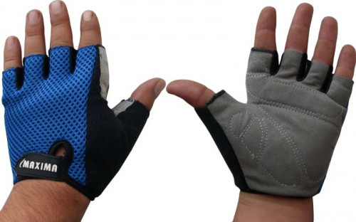 Ръкавици за колоездене MAXIMA, Велур с текстил - Сини
