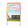 Детска дървена дъска статив 3 в 1 с черна и бяла магнитна дъска-megahome.bg