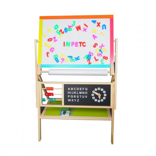 Детска дървена дъска статив 3 в 1 с черна и бяла магнитна дъска