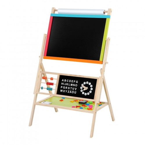 Детска дървена дъска статив 3 в 1 с черна и бяла магнитна дъска