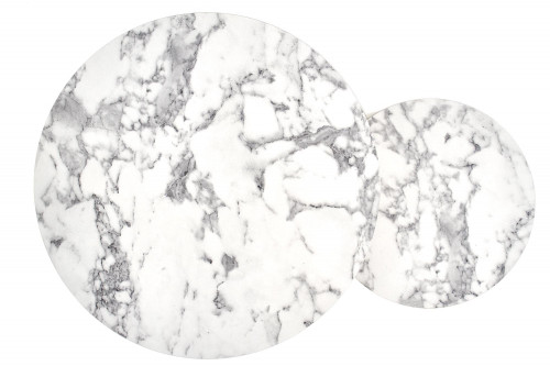 Комплект кръгли холни маси PAOLA в бял мрамор и златно