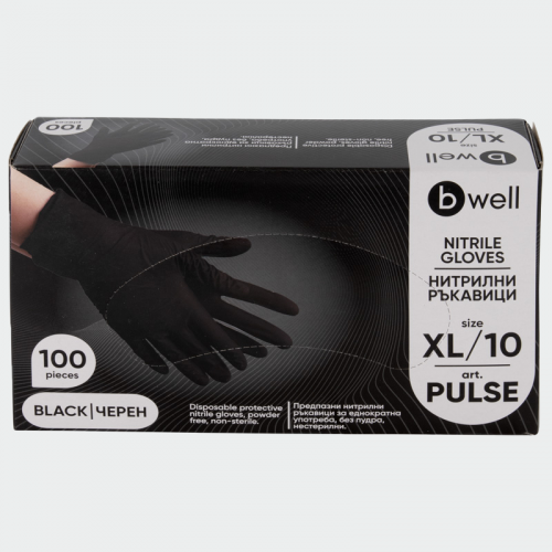 Еднократни нитрилни ръкавици Bwell PULSE - Черни