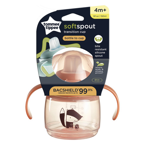 ЧАША МЕК НАКРАЙНИК SOFT SPOUT 150мл 4м+, BACSHIELD, РОЗОВ/ЛИСИЧЕ