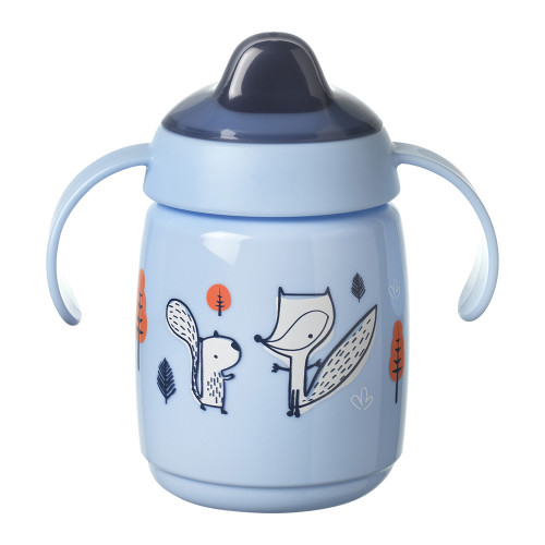 SUPERSTAR НЕРАЗЛИВАЩА СЕ ЧАША С МЕК Н-К с дръжки 300мл 6м син