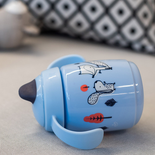 SUPERSTAR НЕРАЗЛИВАЩА СЕ ЧАША С МЕК Н-К с дръжки 300мл 6м син