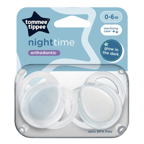 Залъгалки 0-6 месеца (2 бр.)Tommee Tippee Night Time бял и син