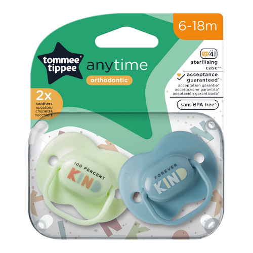 Tommee Tippee AnyTime залъгалки 6-18 месеца -син и зелен -  KIND