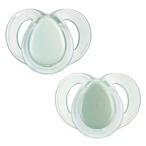 2 бр. залъгалки Tommee Tippee Night Time 6-18 м-бяло и зелено