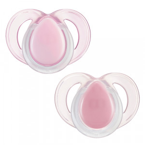 2 бр. залъгалки Tommee Tippee Night Time 6-18 м-бяло и розово