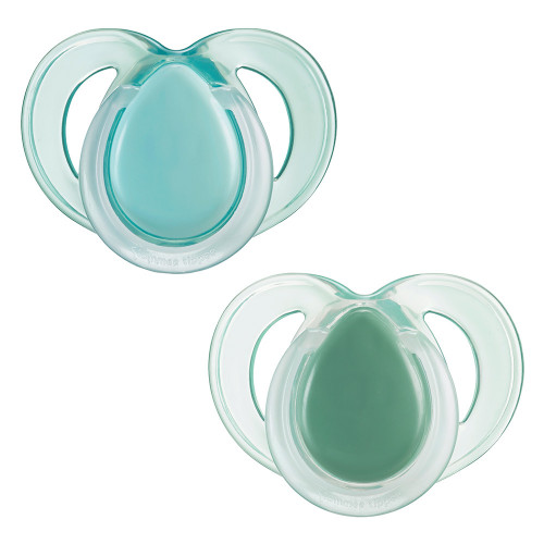 2 бр. залъгалки Tommee Tippee Night Time 18 - 36 м-бяло и зелено