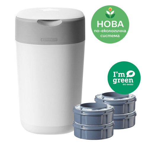 Хигиенен кош Tommee Tippee Twist&Click с 4 касети - бял