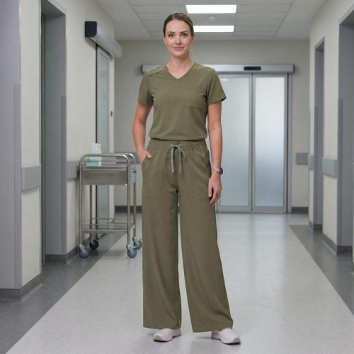 Медицински панталон Bwell AURELIA Straight - Olive
