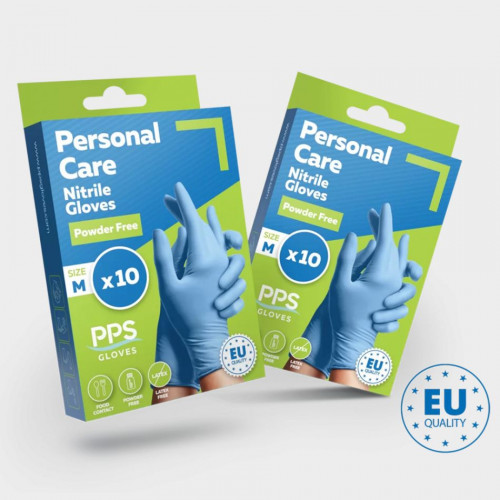Ръкавици без пудра PPS PERSONAL CARE PF BLUE - 100% нитрил