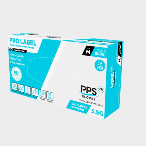 Еднократни нитрилни ръкавици PPS NITRILE BLUE PF 5.5G, без пудра