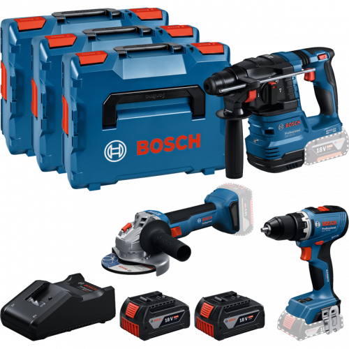 BOSCH Акумулаторен комплект GBH 18V-22 + GSR 18V-65 + GWS 18V-8