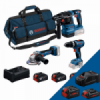 Bosch Ъглошлайф+Винтоверт+Перфоратор+батерии+зарядно+чанта-megahome.bg