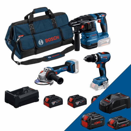 Bosch Ъглошлайф+Винтоверт+Перфоратор+батерии+зарядно+чанта